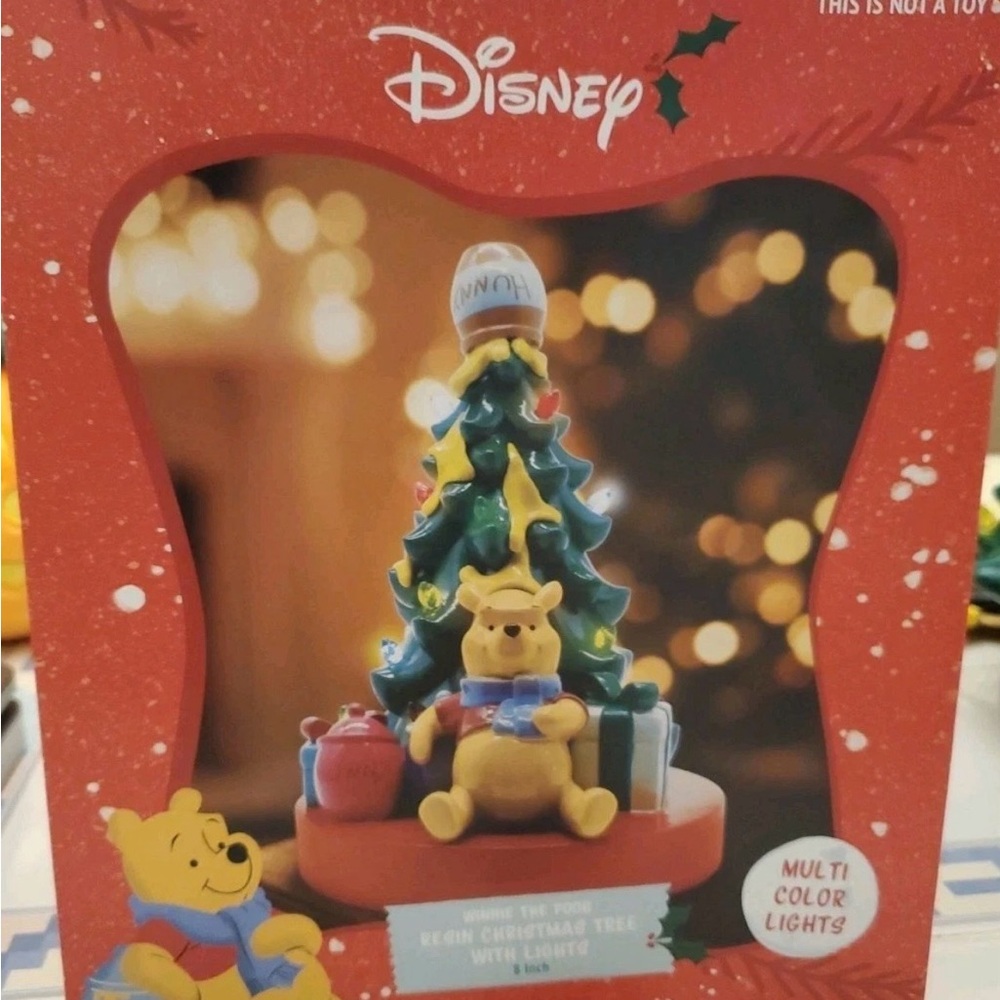 Winnie The Pooh Multicolor Light Up Christmas Tree - Resin Figurine - Disney 8”